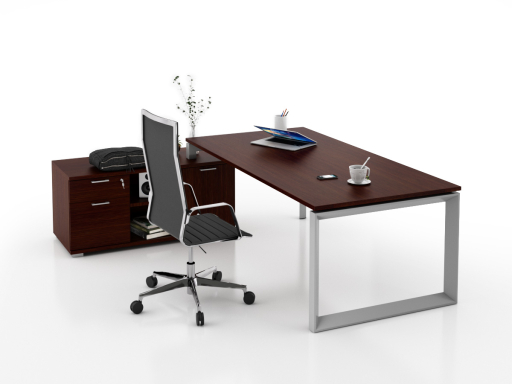 Bureau d'angle pour direction avec rangement et caisson