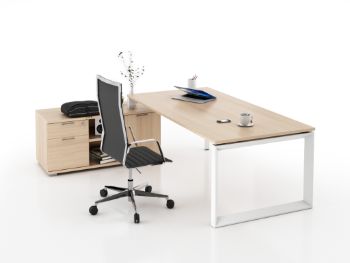 Bureau d'angle pour direction avec rangement et caisson