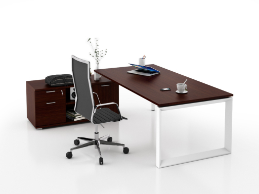Bureau d'angle pour direction avec rangement et caisson