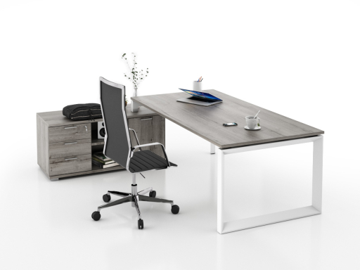Bureau d'angle pour direction avec rangement et caisson