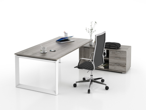Bureau d'angle pour direction avec rangement et caisson