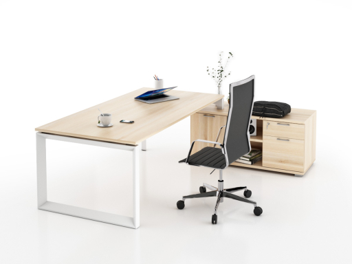 Bureau d'angle pour direction avec rangement et caisson