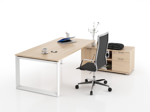 Bureau d'angle pour direction avec rangement et caisson