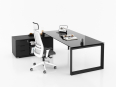 Deskissimo - Bureau de direction SPARTACUS en verre sur crédence