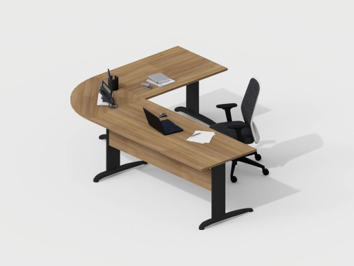 Bureau avec retour DESKISSIMO, gamme CORPORATE. Fabriqué en ESPAGNE.