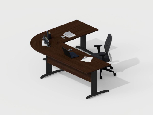 Bureau avec retour DESKISSIMO, gamme CORPORATE. Fabriqué en ESPAGNE.