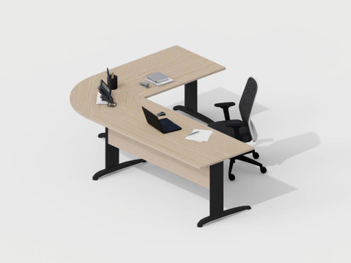 Bureau avec retour DESKISSIMO, gamme CORPORATE. Fabriqué en ESPAGNE.