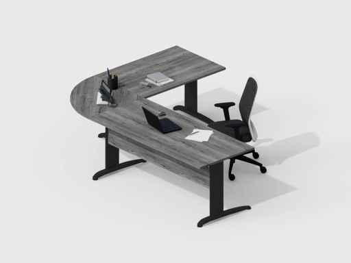 Bureau avec retour DESKISSIMO, gamme CORPORATE. Fabriqué en ESPAGNE.