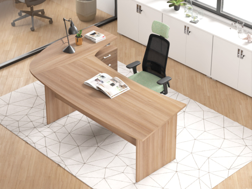 Bureau en angle arrondi DAILY avec retour sur caisson