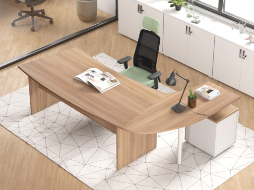 Bureau en angle arrondi DAILY avec retour sur caisson