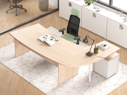 Bureau en angle arrondi DAILY avec retour sur caisson