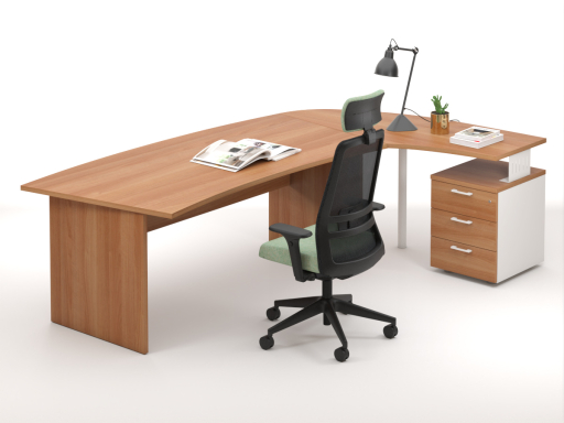 Bureau en angle arrondi DAILY avec retour sur caisson