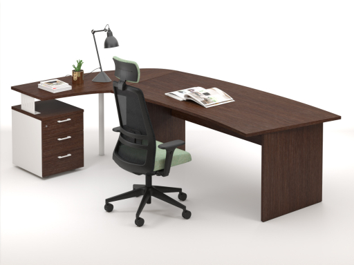 Bureau en angle arrondi DAILY avec retour sur caisson