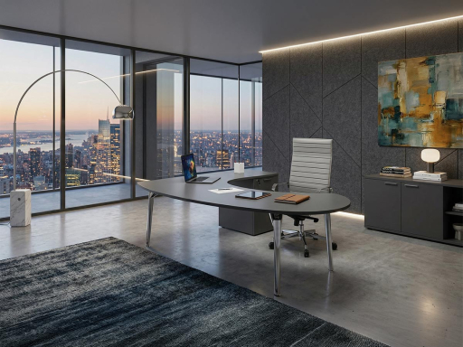 Bureau de direction Compact ovale avec caisson