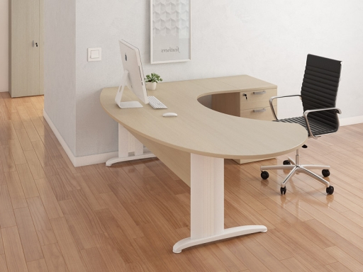 Bureau de direction Compact ovale avec caisson