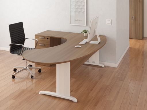 Bureau de direction Compact ovale avec caisson