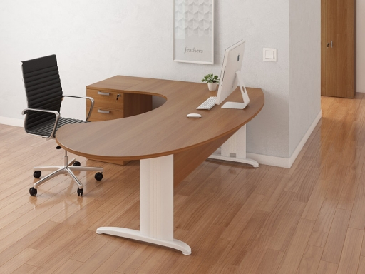 Bureau de direction Compact ovale avec caisson