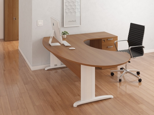 Bureau de direction Compact ovale avec caisson