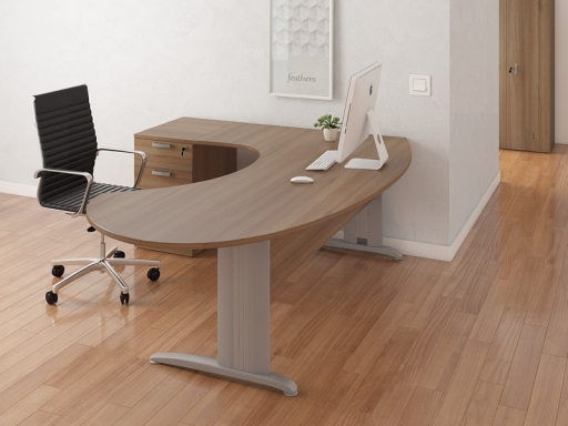 Bureau de direction Compact ovale avec caisson