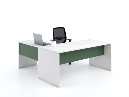 Bureau de direction en angle blanc et noir, pas cher