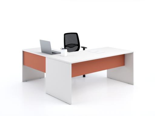 Bureau de direction en angle blanc et noir, pas cher