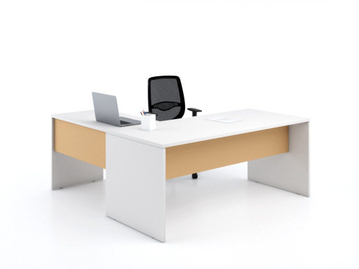 Bureau de direction en angle blanc et noir, pas cher