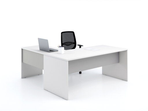 Bureau de direction en angle blanc et noir, pas cher
