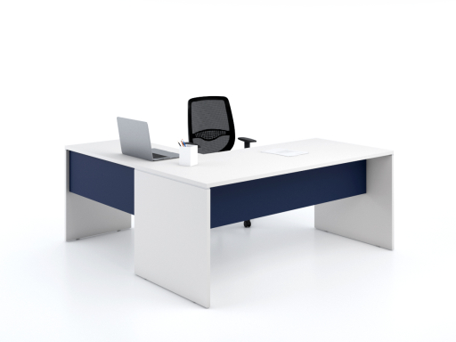Bureau de direction en angle blanc et noir, pas cher