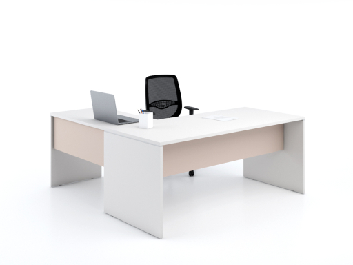 Bureau de direction en angle blanc et noir, pas cher