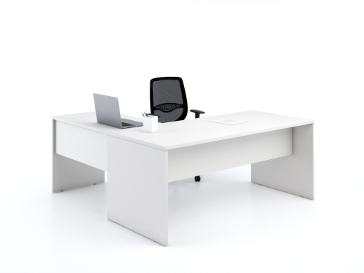 Bureau de direction en angle blanc et noir, pas cher