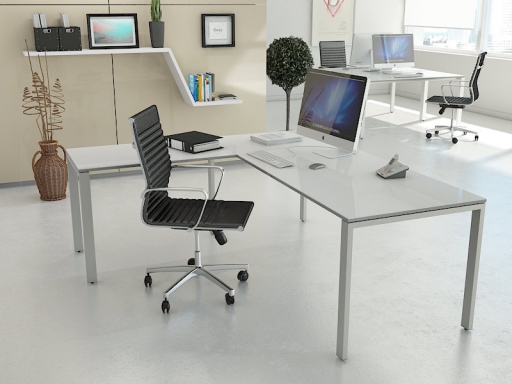 Bureau de direction avec retour contemporain laqué