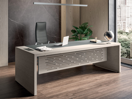 Bureau de direction VERMONT avec insert en cuir, fabriqué en Italie