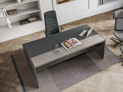 Bureau de direction OREGON avec insert en cuir, fabriqué en Italie