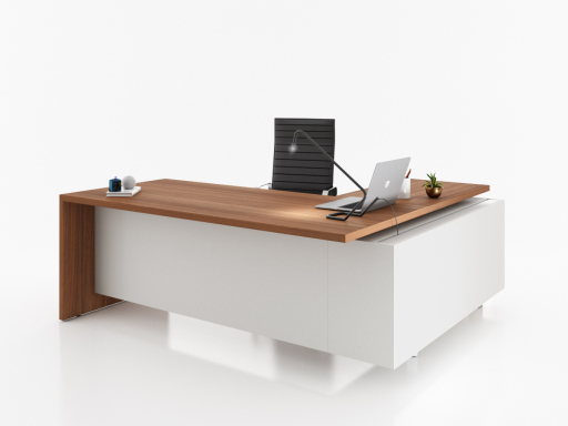 Bureau de direction KENNEDY avec conteneur et caisson, fabriqué en Italie