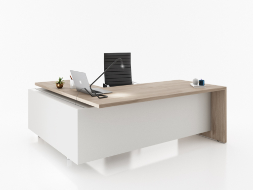 Bureau de direction KENNEDY avec conteneur et caisson, fabriqué en Italie