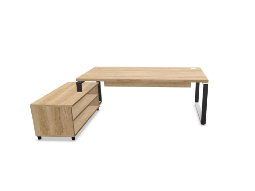 Bureau de direction avec meuble retour, fabriqué en France
