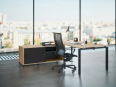 Normatic - Bureau de direction QUANTIQUE sur meuble de rangement bas