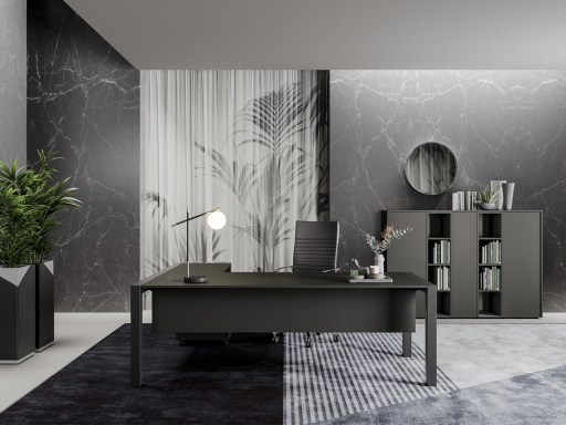 Bureau de direction en angle TALISMAN Soft Black, haut de gamme