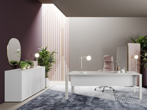 Bureau de direction TALISMAN White en verre