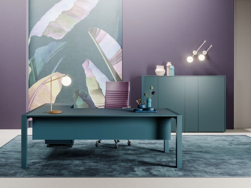 Bureau de direction en angle TALISMAN en verre, haut de gamme