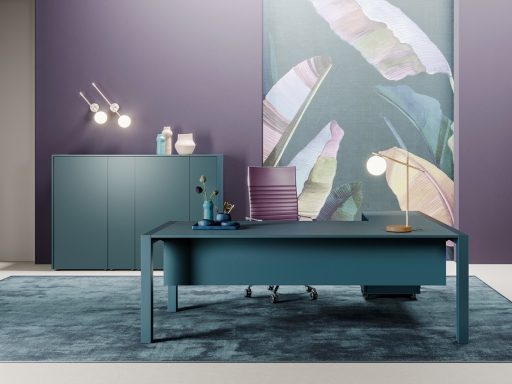 Bureau de direction en angle TALISMAN en verre, haut de gamme