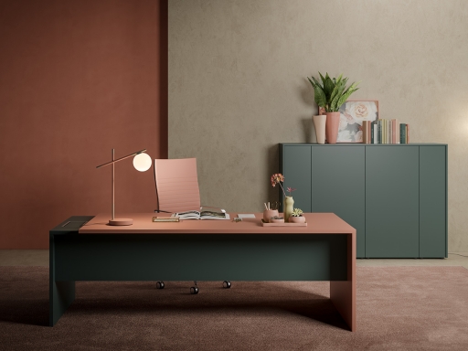 Bureau de direction laqué bicolore FIRST, haut de gamme