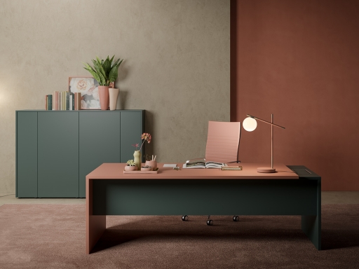 Bureau de direction laqué bicolore FIRST, haut de gamme