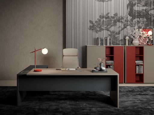 Bureau de direction laqué avec retour FIRST