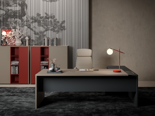 Bureau de direction laqué avec retour FIRST