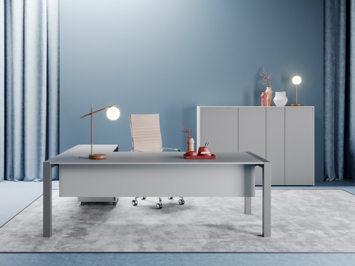 Bureau de direction en angle TALISMAN en verre, haut de gamme