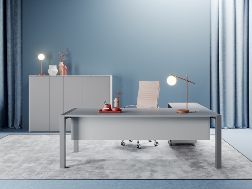 Bureau de direction en angle TALISMAN en verre, haut de gamme