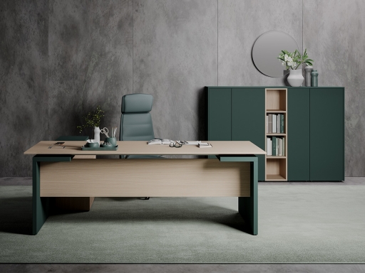 Bureau de direction en angle SKIN OAK, design haut de gamme