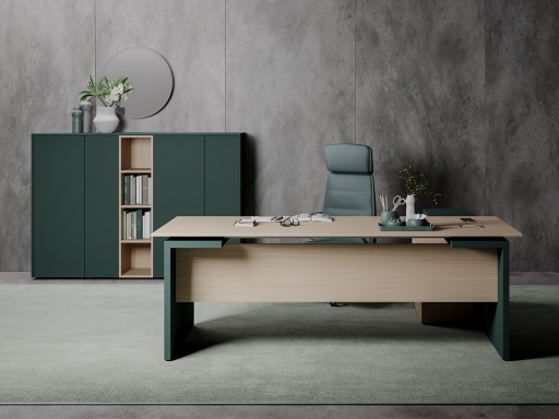 Bureau de direction en angle SKIN OAK, design haut de gamme