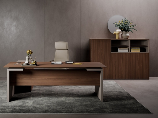 Bureau de direction en angle SKIN WALNUT, design italien
